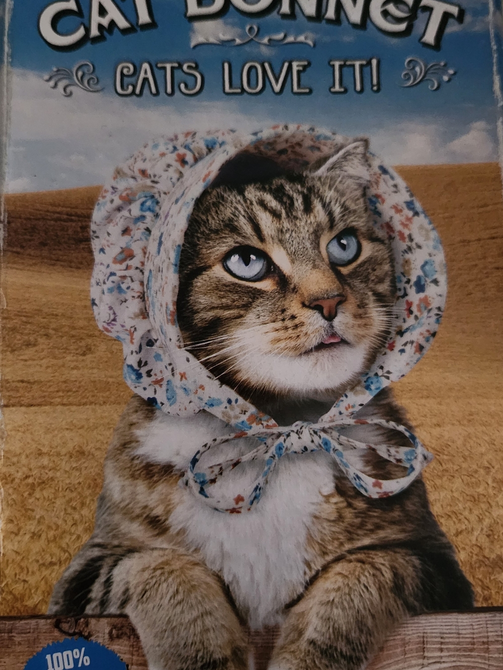 Floral Cat Bonnet in Blue and White - Charming Pet Accessory